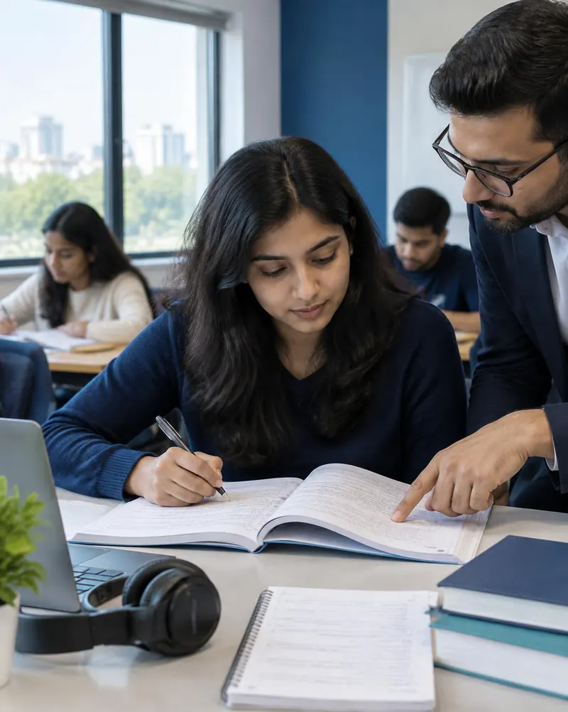 IELTS learner receiving focused preparation guidance